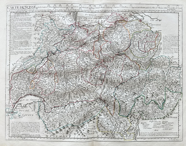 Guillaume Delisle (1675–1726) & Philippe Buache (1700–1773) – Map of Switzerland – Hand-Coloured Engraved Map (c.1780)