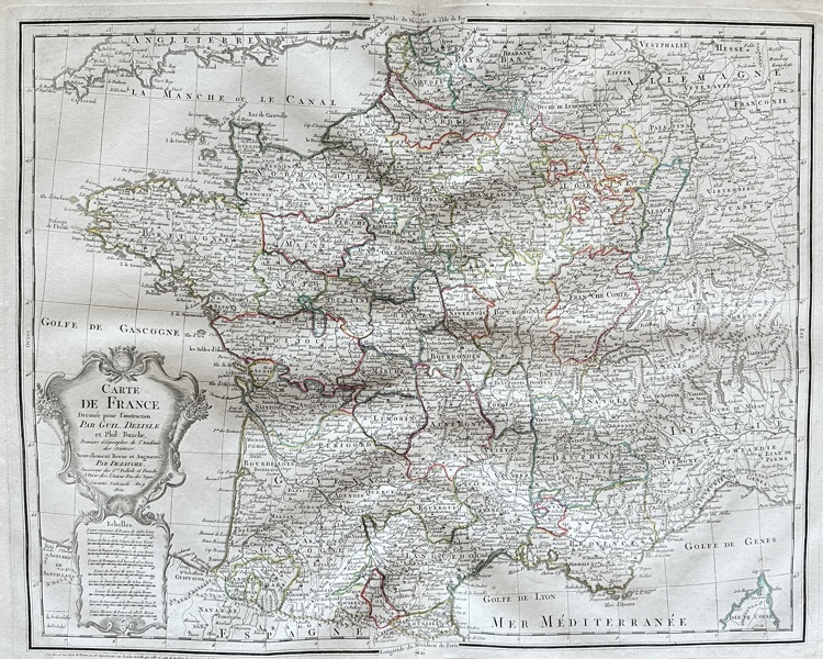 Guillaume Delisle (1675–1726) – Map of France – Hand-Coloured Engraved Map (c.1780)