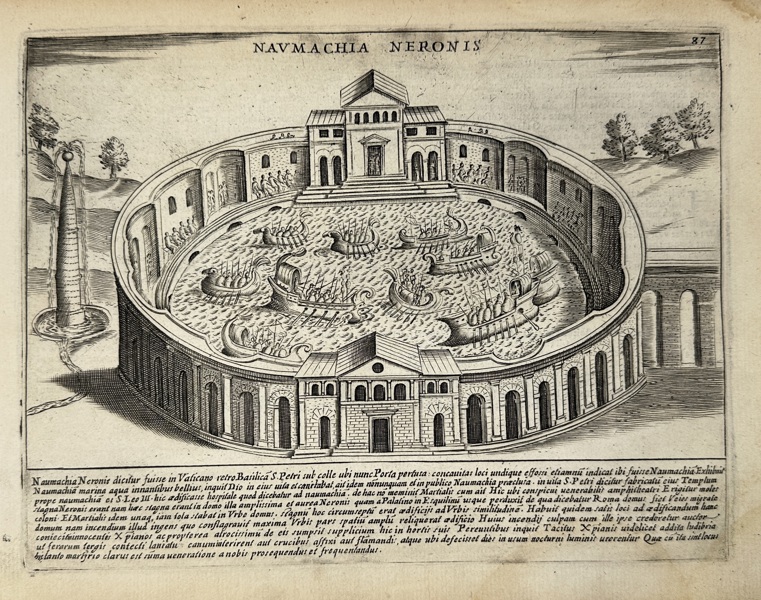 Giacomo Lauro (active Rome, 1584–1637) – Naumachia of Nero – Engraving (17th century)