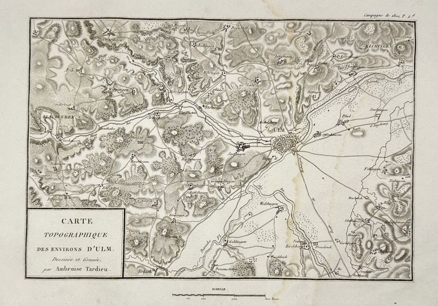 Ambroise Tardieu (1788–1841) – Map of the Environs of Ulm – Engraved Topographic Map (early 19th century)