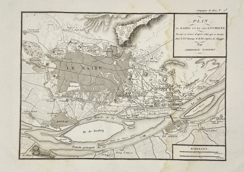 Ambroise Tardieu (1788–1841) – Map of Cairo and Its Environs – Engraved Topographic Map (early 19th century)