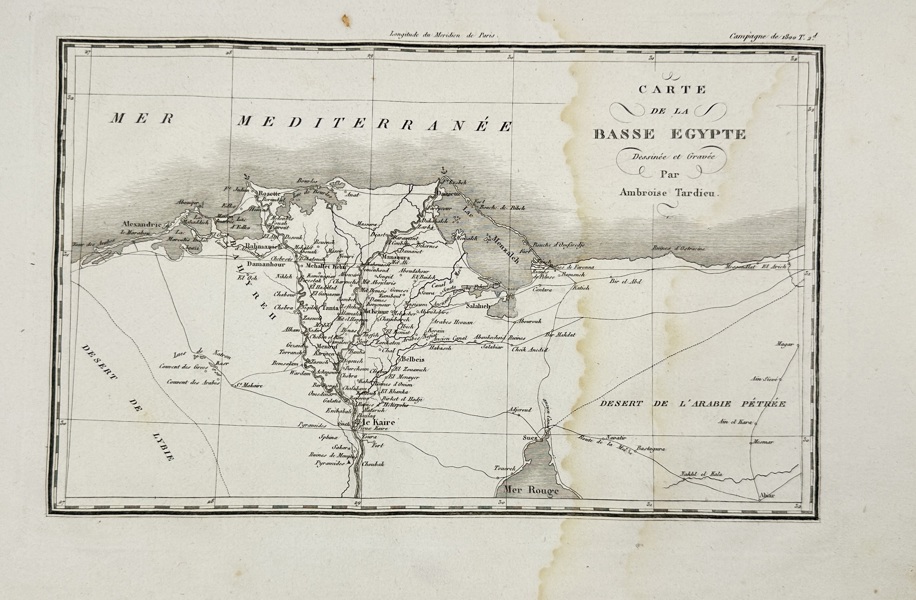 Ambroise Tardieu (1788–1841) – Map of Lower Egypt – Engraved Map (early 19th century)