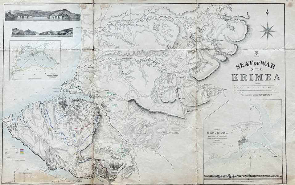 M. E. W. Brooker – Map of the Seat of War in the Crimea – Engraving with Original Hand Colour (1833)