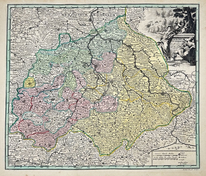 Christoph Weigel – Map of Upper Saxony / Saxoniae Superioris – Hand-Coloured Engraving (1724)