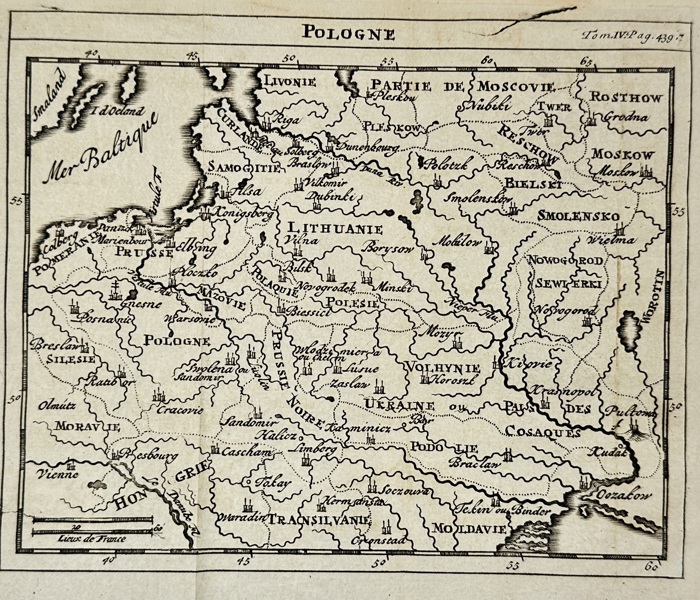 Henri Abraham Chatelain (1684–1743) – Map of Poland and Lithuania / Pologne – Engraving (1743)