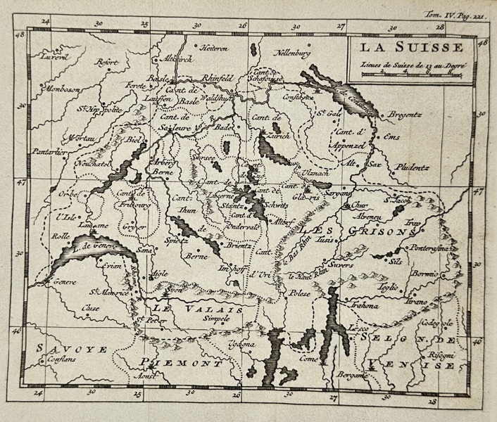 Zacharie Chatelain – Map of Switzerland / La Suisse – Engraving (1743)
