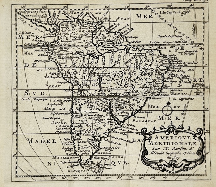 Nicolas Sanson – Map of South America / Amerique Meridionale – Copperplate Engraving (c.1743)