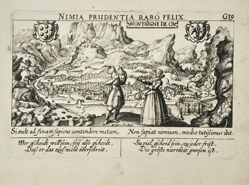 Daniel Meisner (1585–1625) – Montaigne de Cas – Nimia Prudentia Raro Felix – Copperplate Engraving (1630)