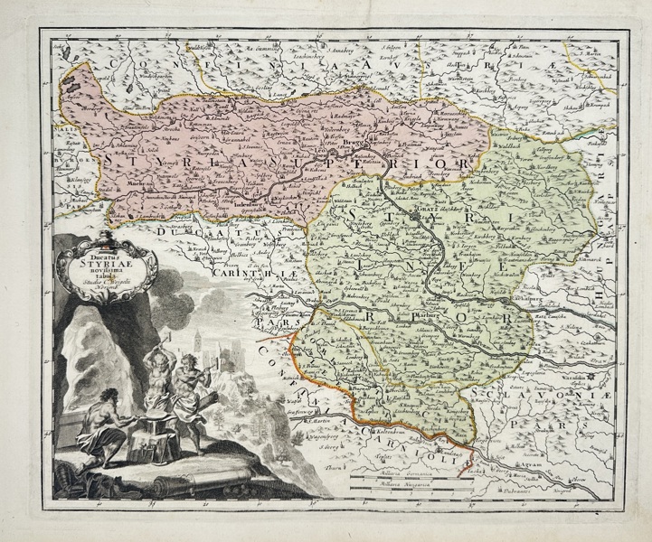 Johann Christoph Weigel (1654–1725) – Map of Styria (Ducatus Styriae Tabula) – Hand-Colored Engraving (Early 18th Century)