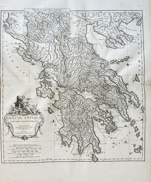 Jean Baptiste Bourguignon d'Anville (1697–1782) – Map of Ancient Greece / Graecia Antiqua – Copperplate Engraving (Mid-18th Century)