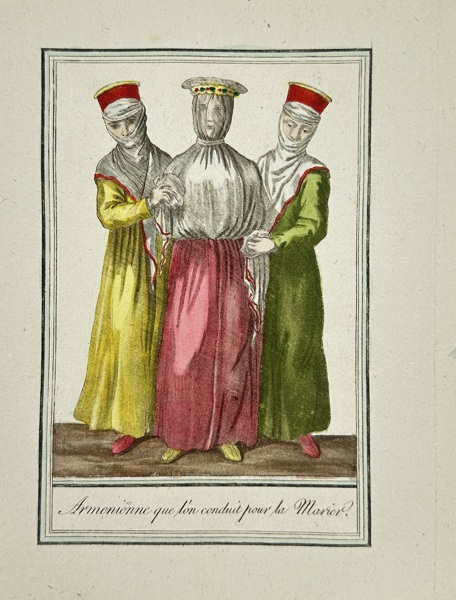 Jacques Grasset de Saint-Sauveur (1757–1810) – Armenian Bride Being Led to Her Wedding – Original Hand-Colored Engraving – 1780