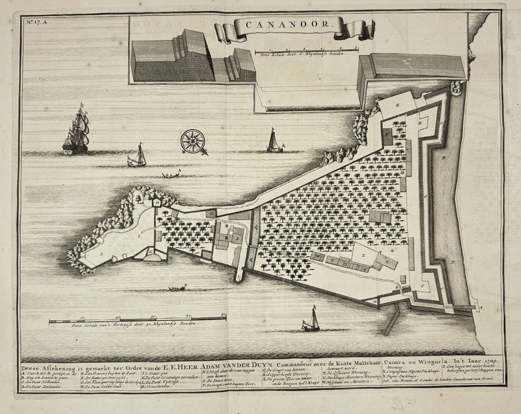 Jakob van der Schley (1715–1779) – Cananoor – Dutch Fort Plan – Copperplate Engraving – c.1750