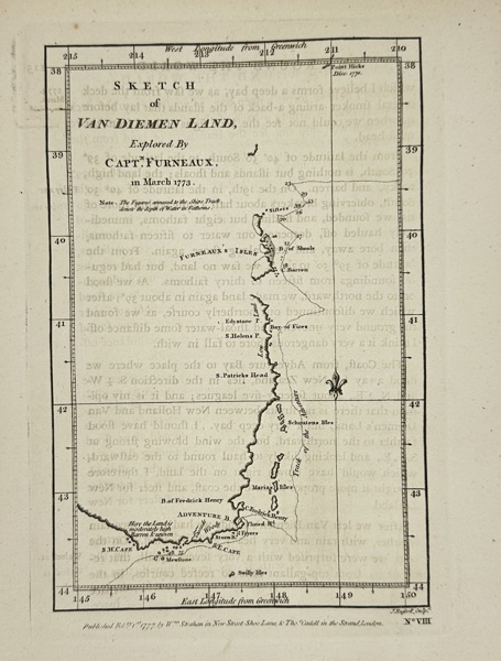 Robert Bernard – Plan of Van Diemen’s Land (Tasmania) – Copperplate Engraving – c.1750