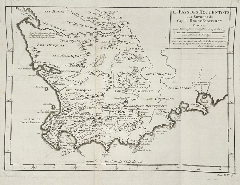 Jacques-Nicolas Bellin – Map of Southern Africa and the Cape of Good Hope – Copperplate Engraving – 1757
