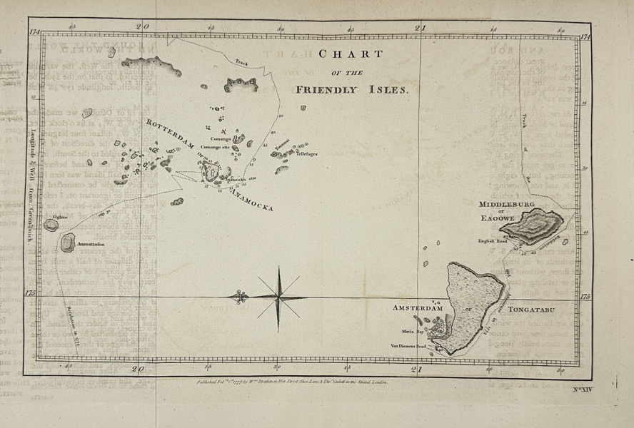 Captain James Cook – Chart of the Friendly Isles (Tonga) – Copperplate Engraving – 1777