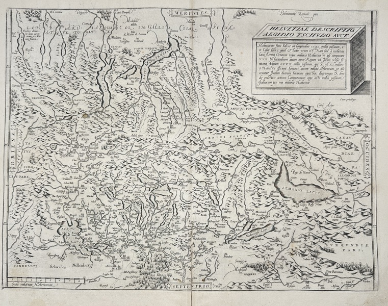 Abraham Ortelius – Map of Switzerland – Copperplate Engraving – 1570