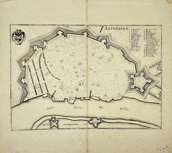 Caspar Merian (1627–1686) – Map of the Fortified City of Antwerp / Antwerpen – Engraved Map (1654)