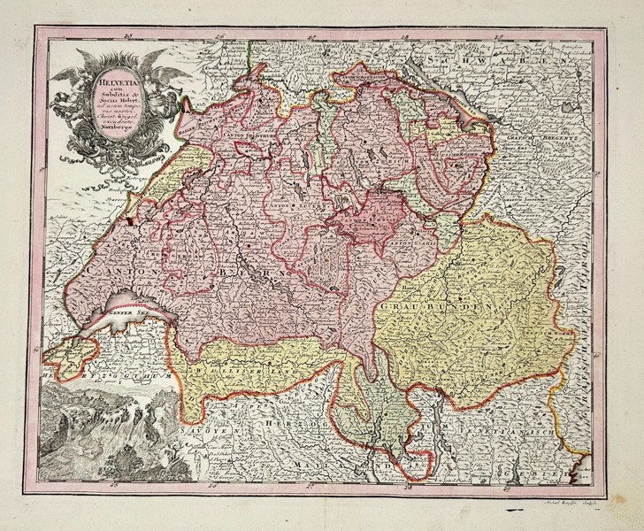 Christoph Weigel – Map of Switzerland / Helvetiae – Hand-Coloured Engraving