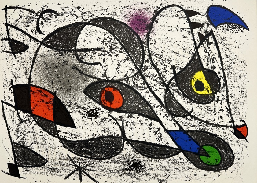 Joan Miró (1893–1983) – Abstract Figure with Geometric Forms – Color Lithograph – Mid-20th Century