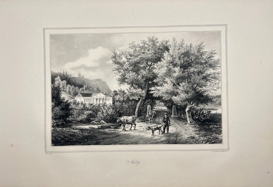 Ulrik Thersner (1779–1828) – View of Ahlby Säteri in Sweden – Copperplate Engraving – Early 19th Century