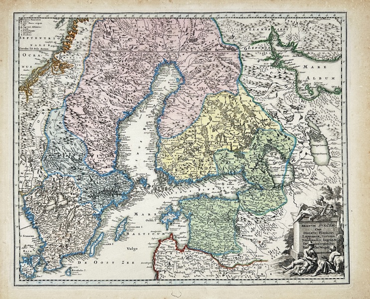 Christoph Weigel (1654–1725) – Map of Scandinavia and the Baltic Region – Hand-Colored Copperplate Engraving – c. 1710