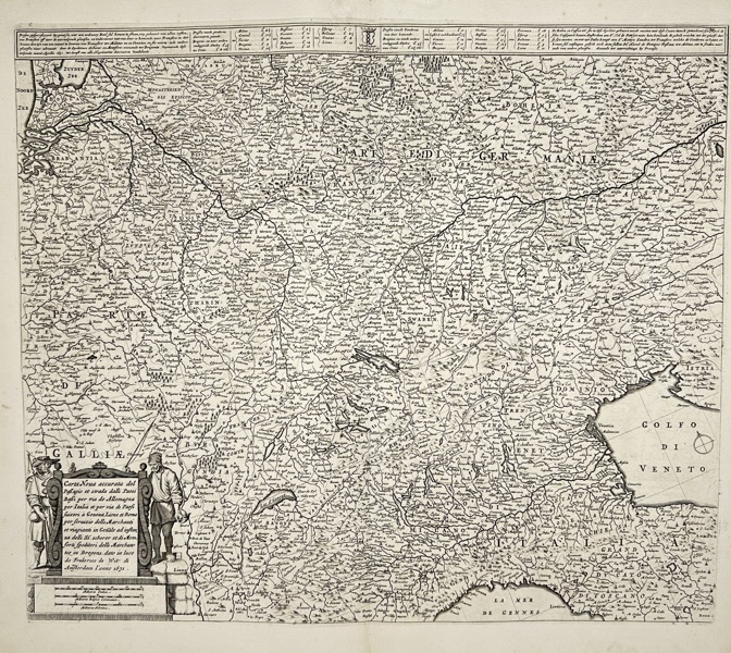 Frederick de Wit (1629–1706) – Map of Northern Italy and Southern Germany – Copperplate Engraving – c. 1680