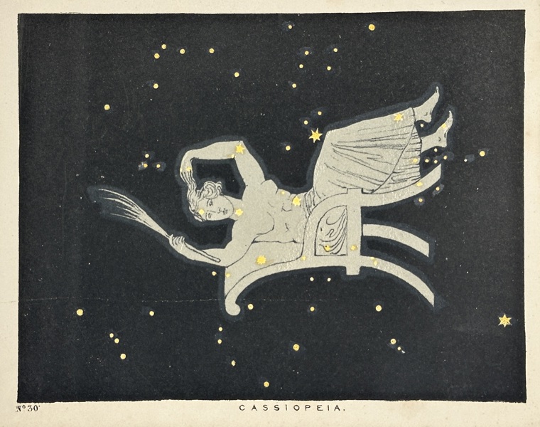 Charles Blunt (1803–1878) – Cassiopeia (Celestial Constellation) – Hand-Colored Lithograph – 1845