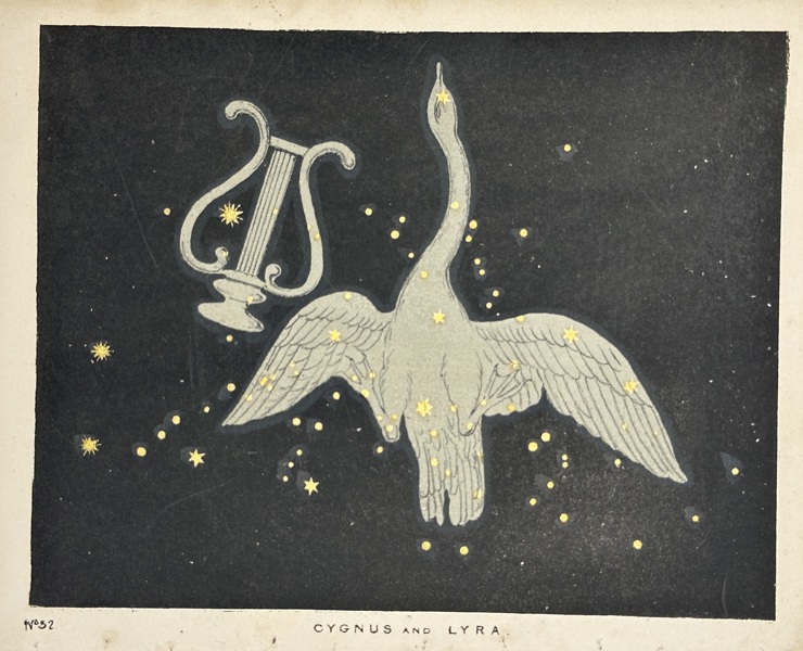 Charles Blunt (1803–1878) – Cygnus and Lyra (Celestial Constellations) – Hand-Colored Lithograph – 1845