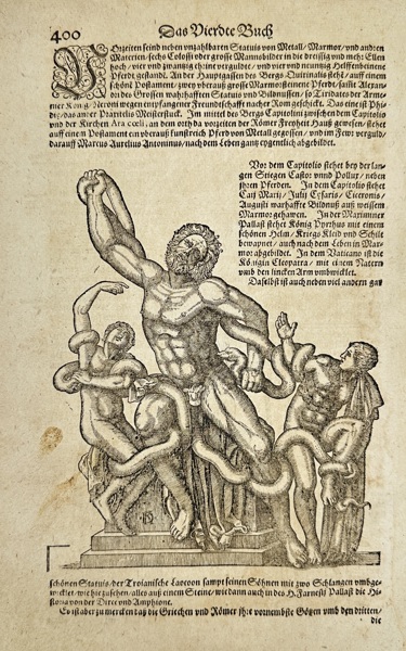 Sebastian Münster (1488–1552) – Laocoön and His Sons – Woodcut from Cosmographia – 16th Century (c. 1550)