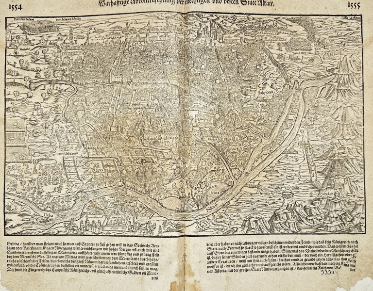 Sebastian Münster (1488–1552) – View of Ancient Jerusalem (Warhafftige Abcontrafectung der heiligen und hohen Statt Altar) – Woodcut from Cosmographia – 16th Century (c. 1550)