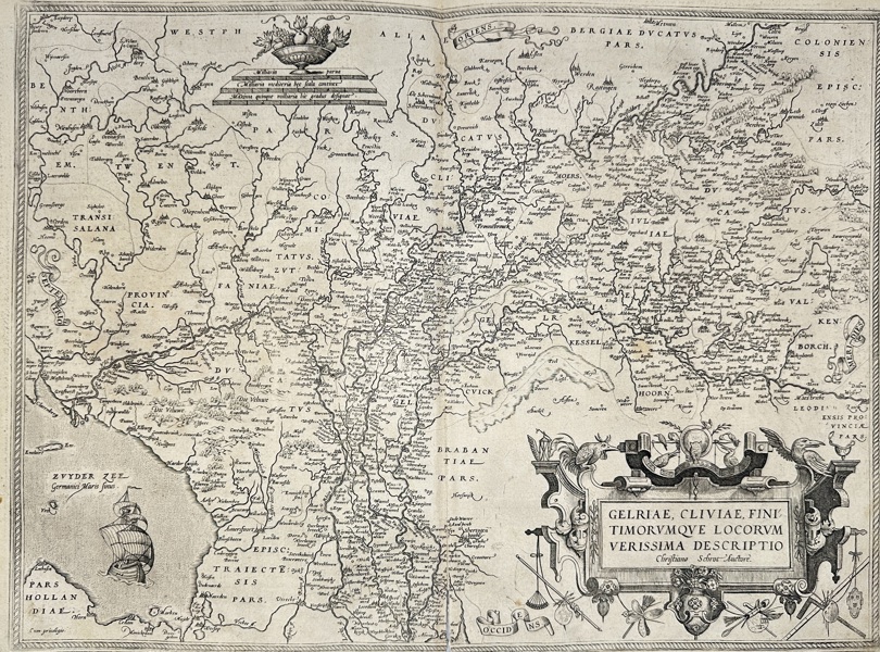 Abraham Ortelius (1527–1598), after Christian Sgrothen – Map of Gelderland, Cleves, and Surrounding Regions – Copperplate Engraving – c. 1595