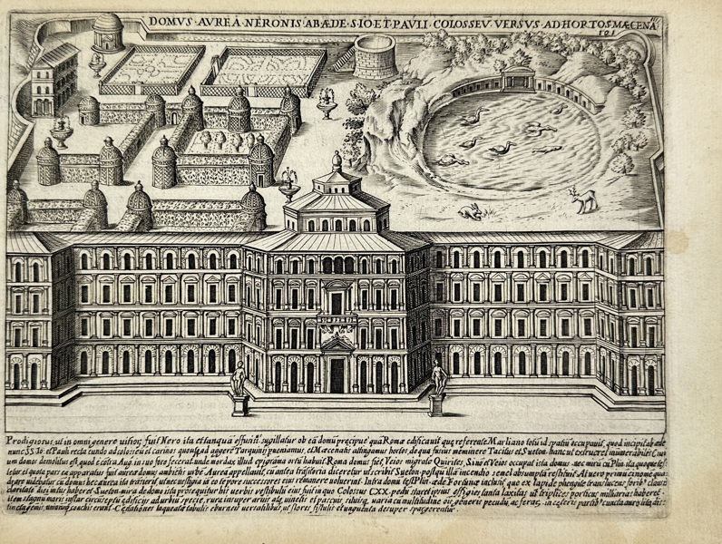 Giacomo Lauro – Domus Aurea of Emperor Nero with Adjacent Colosseum Site and Maecenas Gardens – c. 1615

