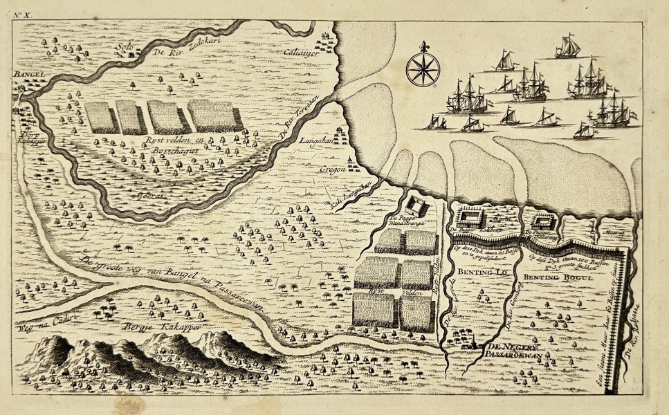 Jan van Braam – Map of Batavia and the Surrounding Fortifications – Copperplate Engraving – 18th Century
