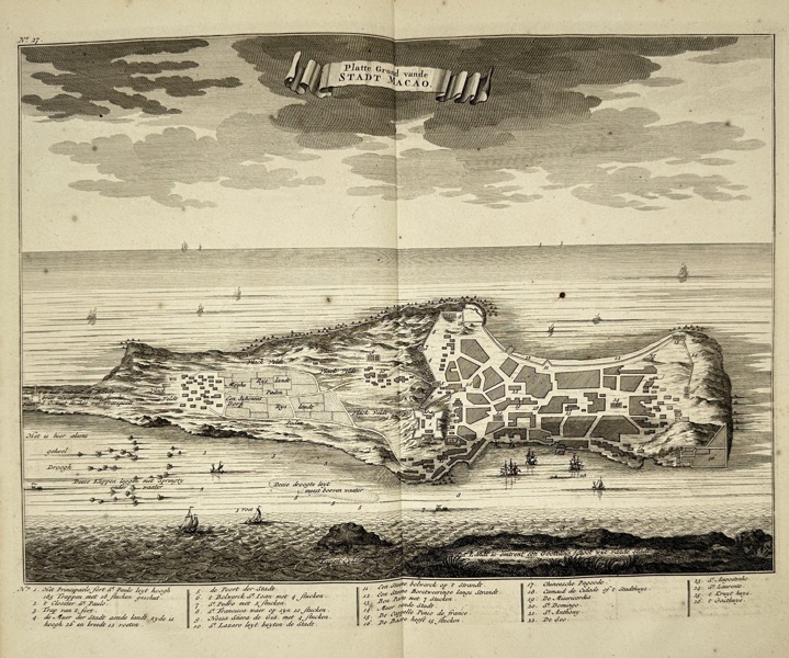 François Valentijn (1666–1727) – View of the Great Landscape of Macao – Engraving (1726)
