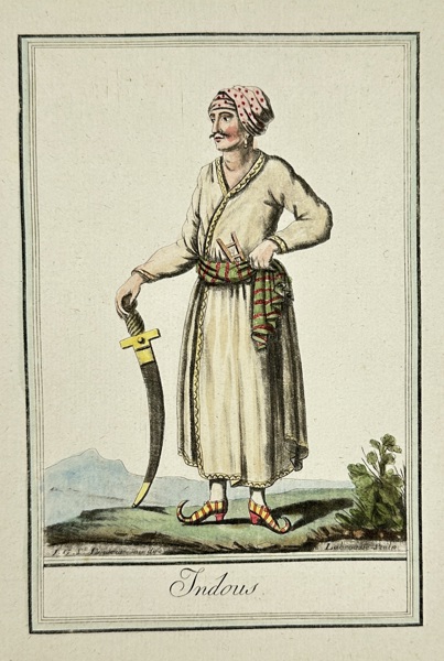 F. Labrousse  after Jacques Grasset de Saint-Sauveur (1757–1832) – Indous (Hindu in Traditional Attire) – Hand-colored Engraving (1797)