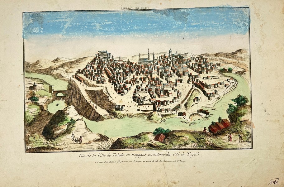 Jaques Gabriel Huquier – View of Toledo, Spain – Engraving (c.1760s)