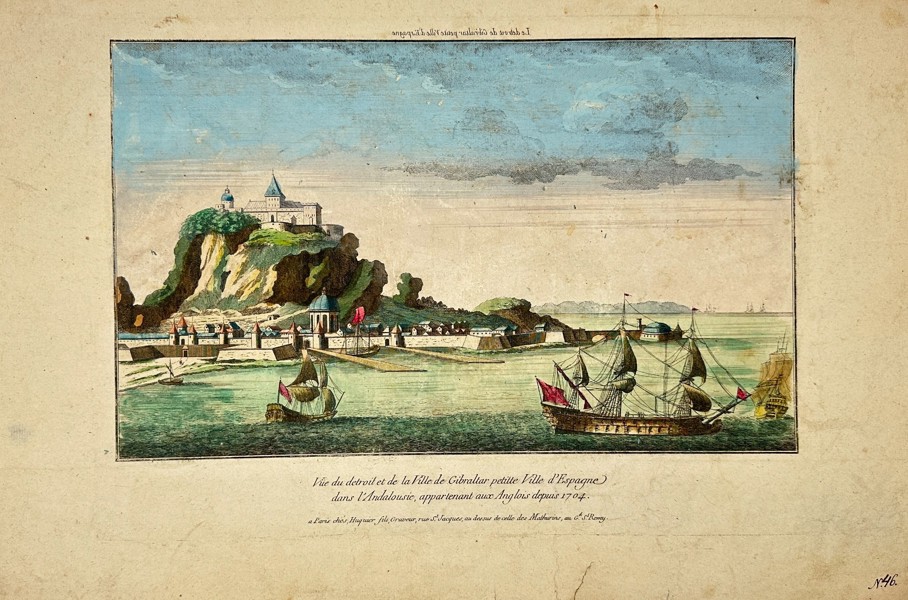 Jaques Gabriel Huquier – View of the Strait and Town of Gibraltar