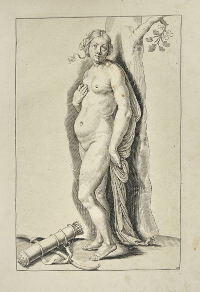 Frederick de Wit (1629–1706) – Allegorical Nude with Quiver and Laurel Branch – Engraving - (17th century)