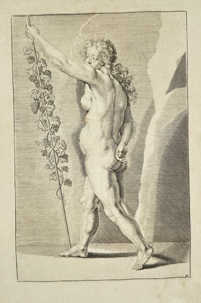 Frederick de Wit (1629–1706) – Allegorical Nude with Vine Staff – Engraving - (17th century)