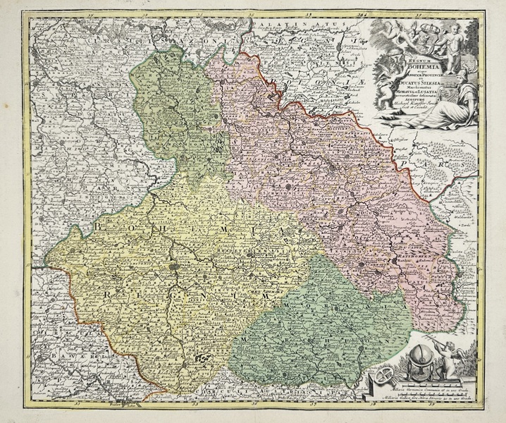 Johann Christoph Weigel (1654–1725) – Map of the Kingdom of Bohemia – Hand-Colored Engraving (Early 18th Century)