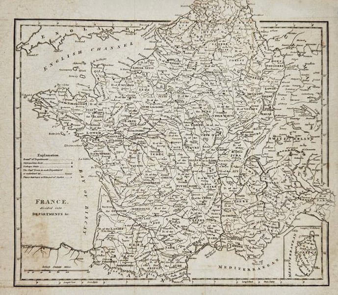 George Alexander Cooke – Map of France Divided into Departments - Engraving - Early 19th Century