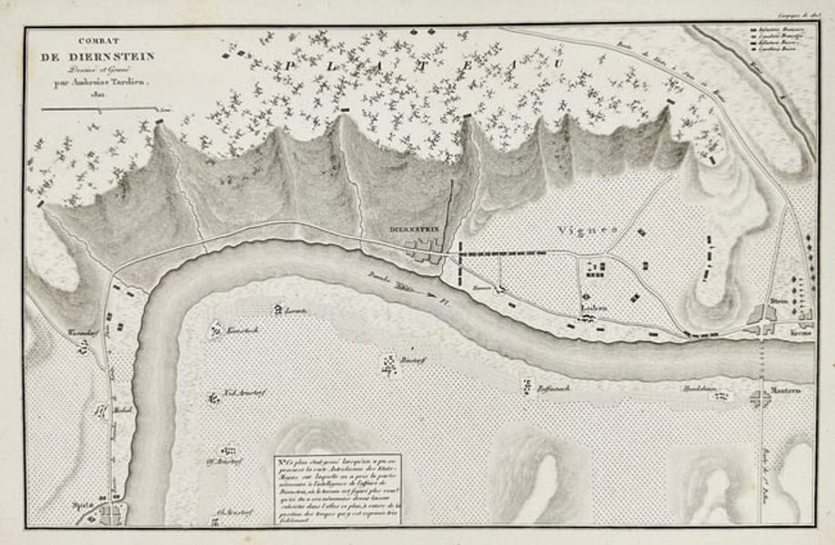 Ambroise Tardieu – Map of the Combat of Dürnstein, Lower Austria
