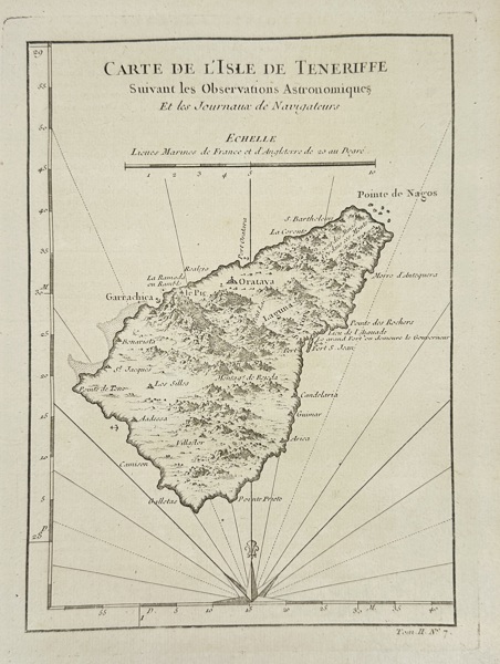 Jacques-Nicolas Bellin – Map of the Island of Tenerife Based on Astronomical Observations – c.1748