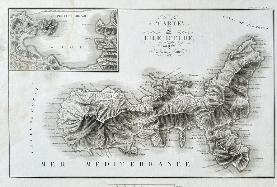 Ambroise Tardieu (1788–1841) – Map of the Island of Elba – Engraving (1814)