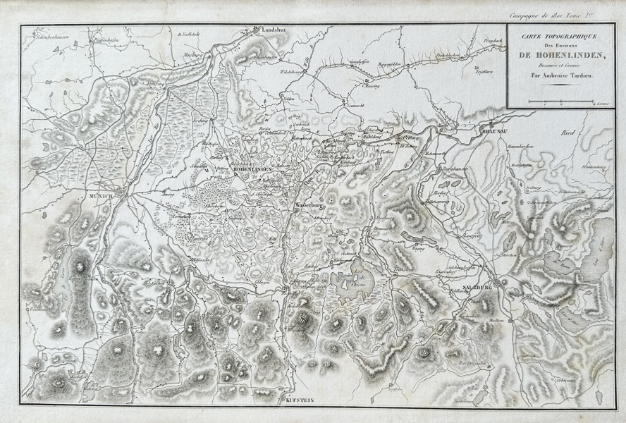Ambroise Tardieu (1788–1841) – Map of the Environs of Hohenlinden – Engraving (1822)