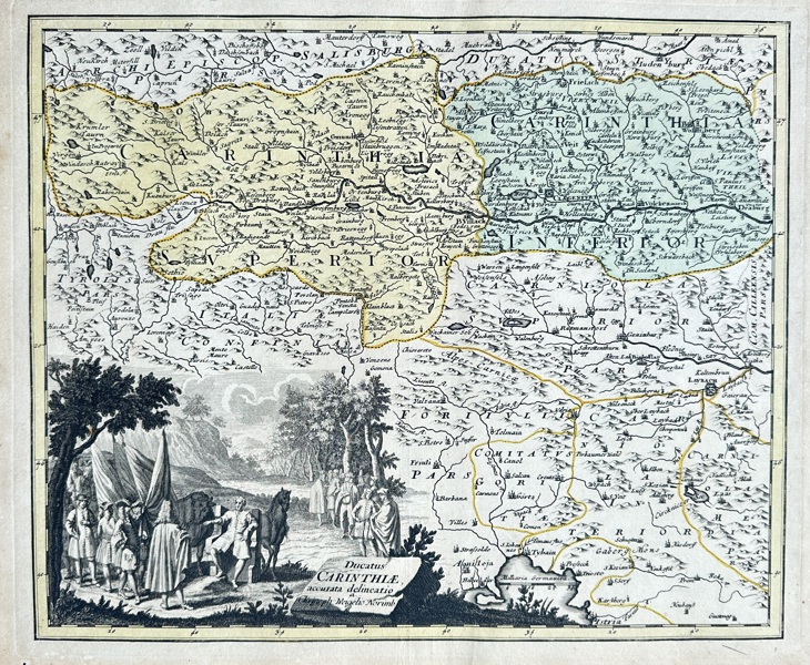 Christoph Weigel (1654–1725) – Map of Carinthia, Austria (Archiducatus Carinthiæ) – Hand-colored Engraved Map (1719)