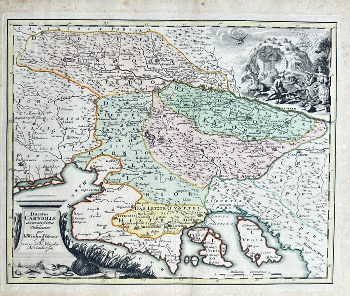 Christoph Weigel (1654–1725) – Map of the Duchy of Carniola and Neighboring Principalities (Ducatus Carniolæ) – Hand-colored Engraved Map (1719)