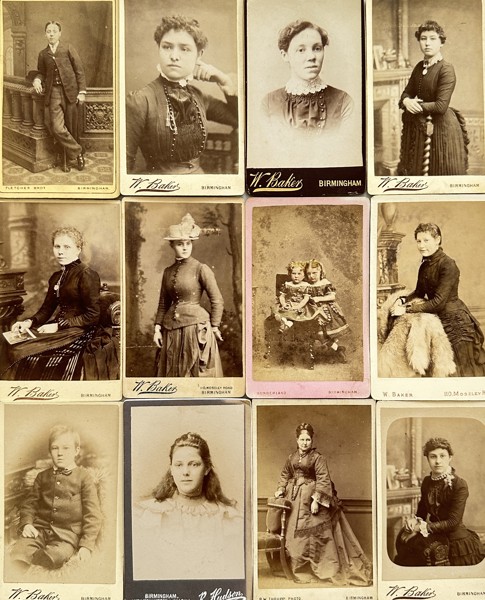 Set of 12 Carte de Visite - W. Baker, Fletcher Brothers, Sunderland, Robert W. Thrupp -Portraits of Ladies - Birmingham, England - 19th Century