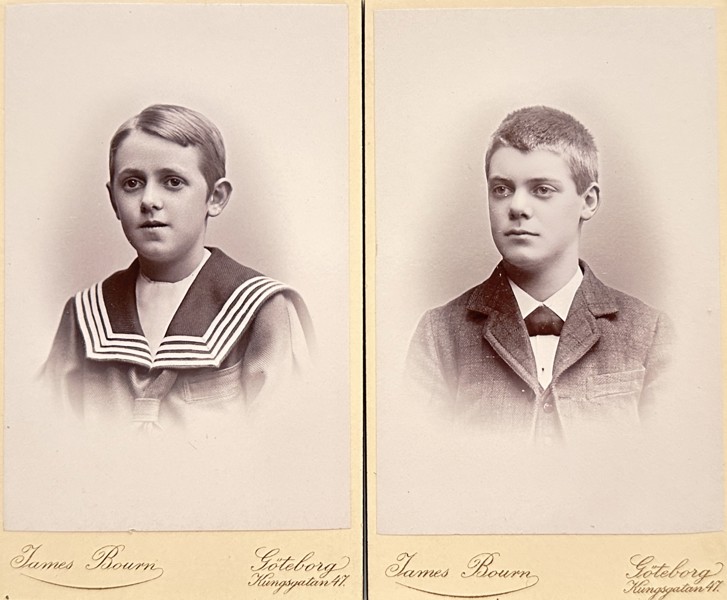 Set of 2 Carte de Visite - James Bourn - Portraits of a Boy and a Young Man - Gothenburg, Sweden - 1890s