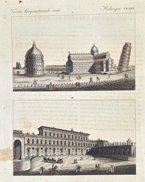 Friedrich Justin Bertuch (1747–1822) – Architectural Studies: Views of Pisa and a Palace – Engraving (1792-1810)
